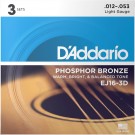D'Addario EJ16-3D Phos. Bronze (012-053) 3pk thumbnail