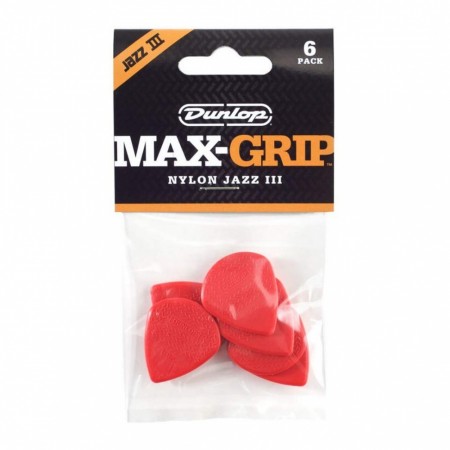 Dunlop Jazz III Max-Grip 6-pk (Rød)