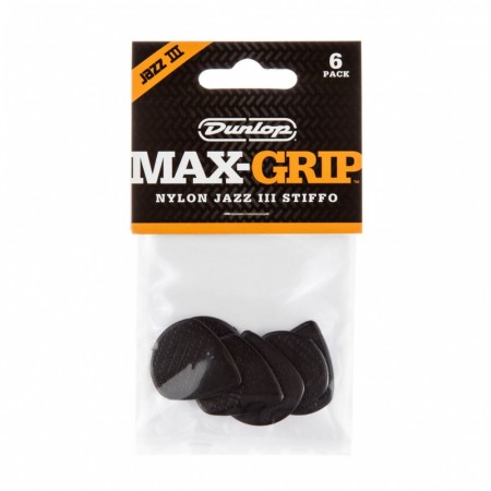 Dunlop Jazz III Max-Grip 6-pk (Sort)